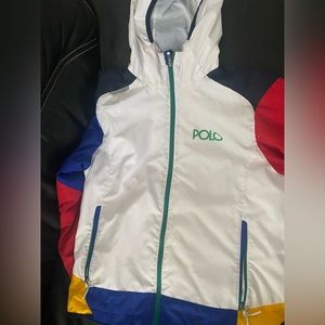 Polo Ralph Lauren Men's White Multi
Colorblock Hooded Windbreaker Jacket Mens